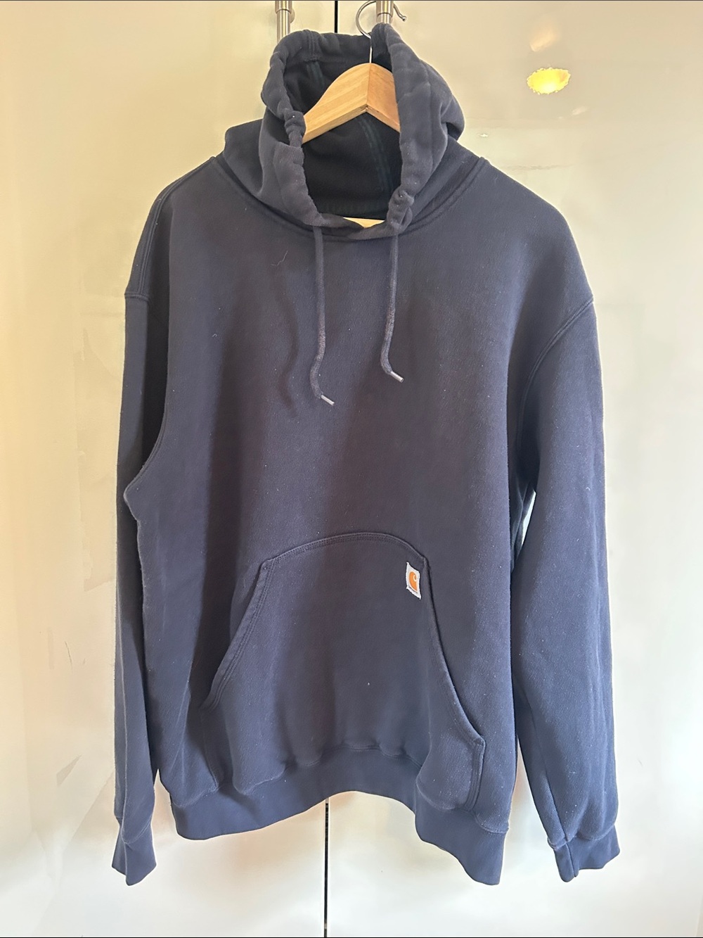 Men’s Large Carhartt Navy Pullover Hoodie with Kangaroo Pocket